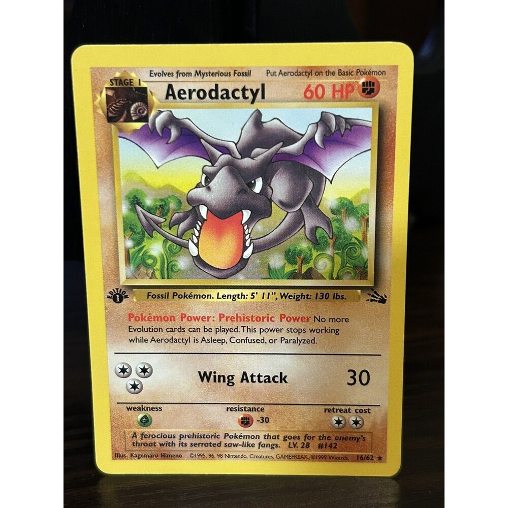 VTG Pokemon Fossil Aerodactyl 16/62 1st Edition Non Holo Rare WOTC MP TCG Card